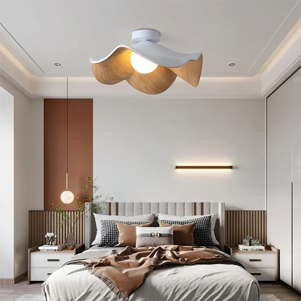 Nordic – Lampe de plafond Lotus en bois et résine