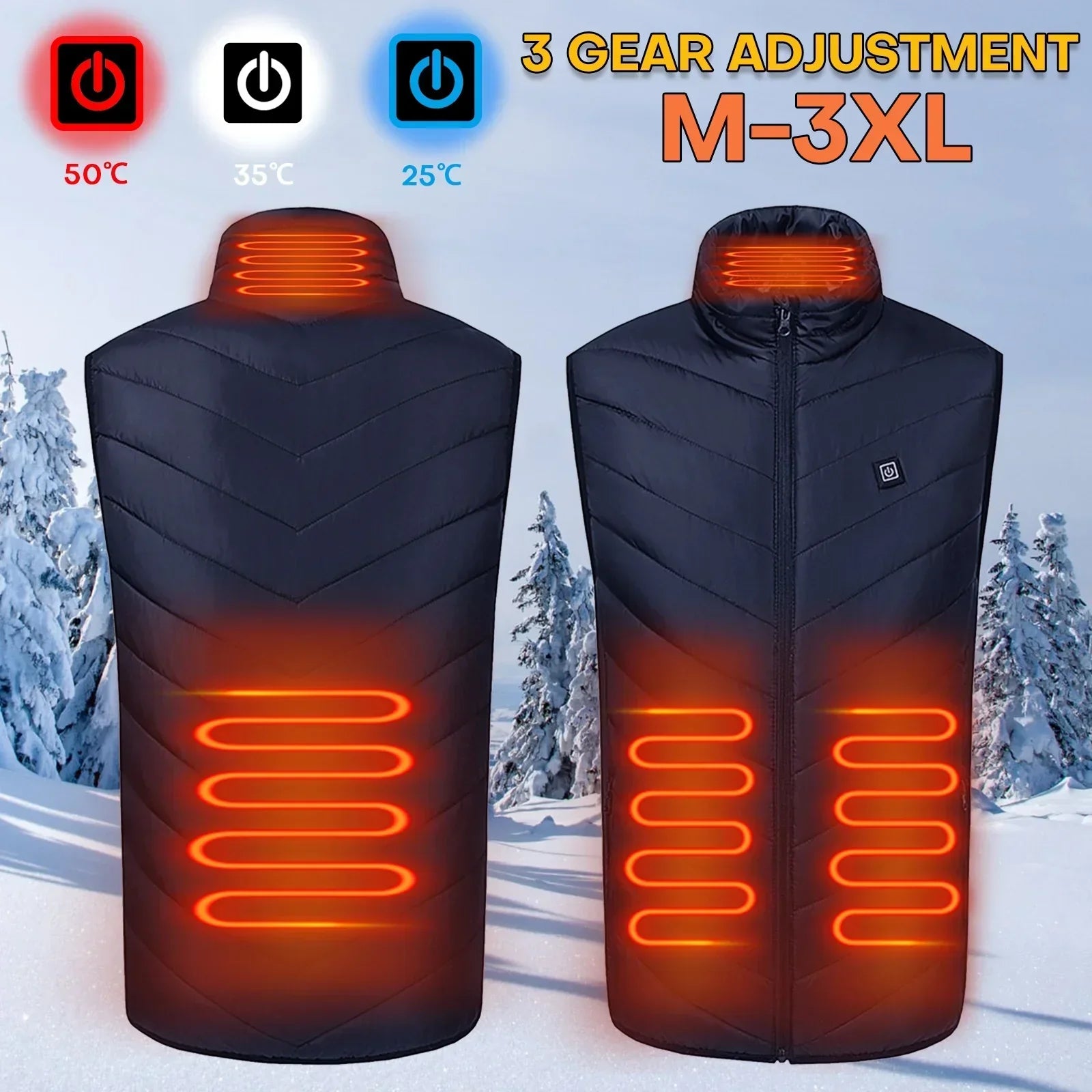 Heated Vest Men Women Electric Winter Smart Heating Jackets Thermal Heat Clothing 9 Areas Keep out the cold - HeatOn Heated Vest Men Women Electric Winter Smart Heating Gilet For Instant Warmth Thermal Heat Clothing 9 Areas Keep out the cold