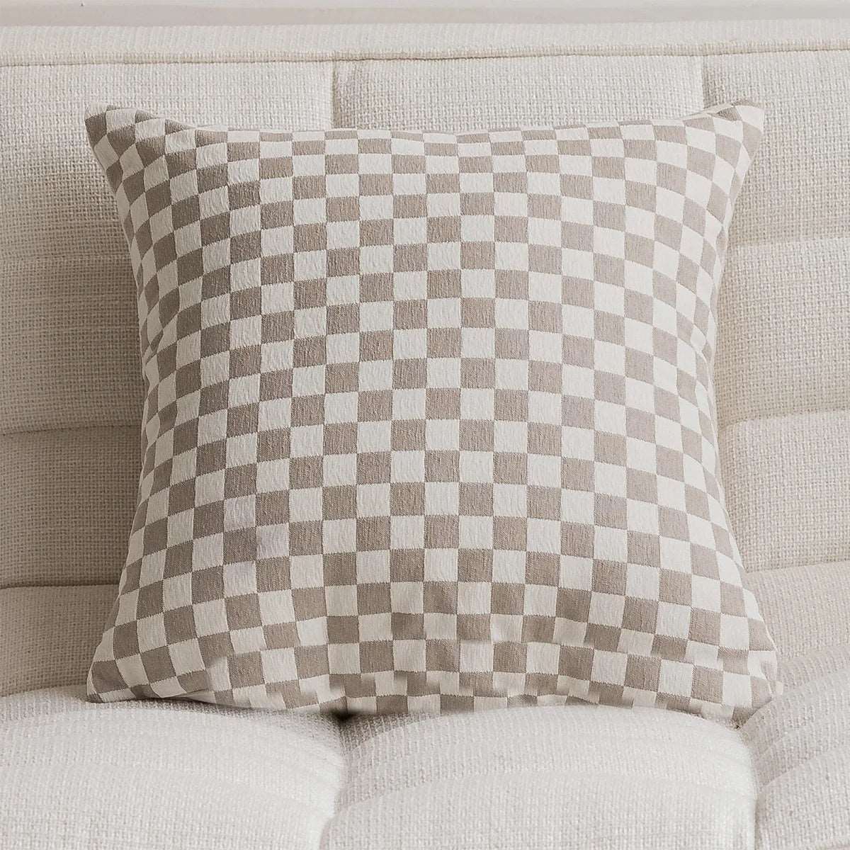 Luxurious Beige Checkered French Decoration Cushion