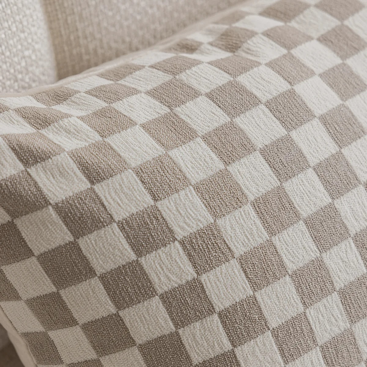 Luxurious Beige Checkered French Decoration Cushion