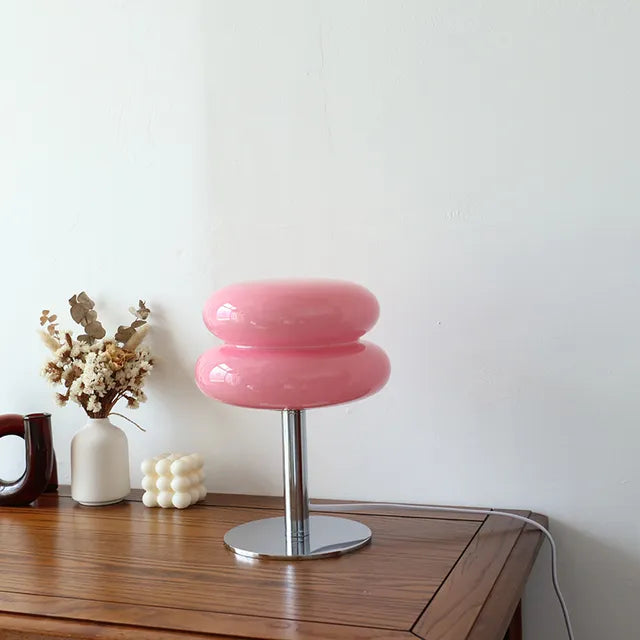 Lámpara de mesa de cristal con forma de macarrón de SweetGlow