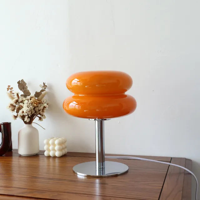 Lámpara de mesa de cristal con forma de macarrón de SweetGlow