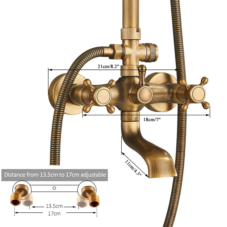 Sistema de ducha exterior para baño empotrable de latón antiguo clásico