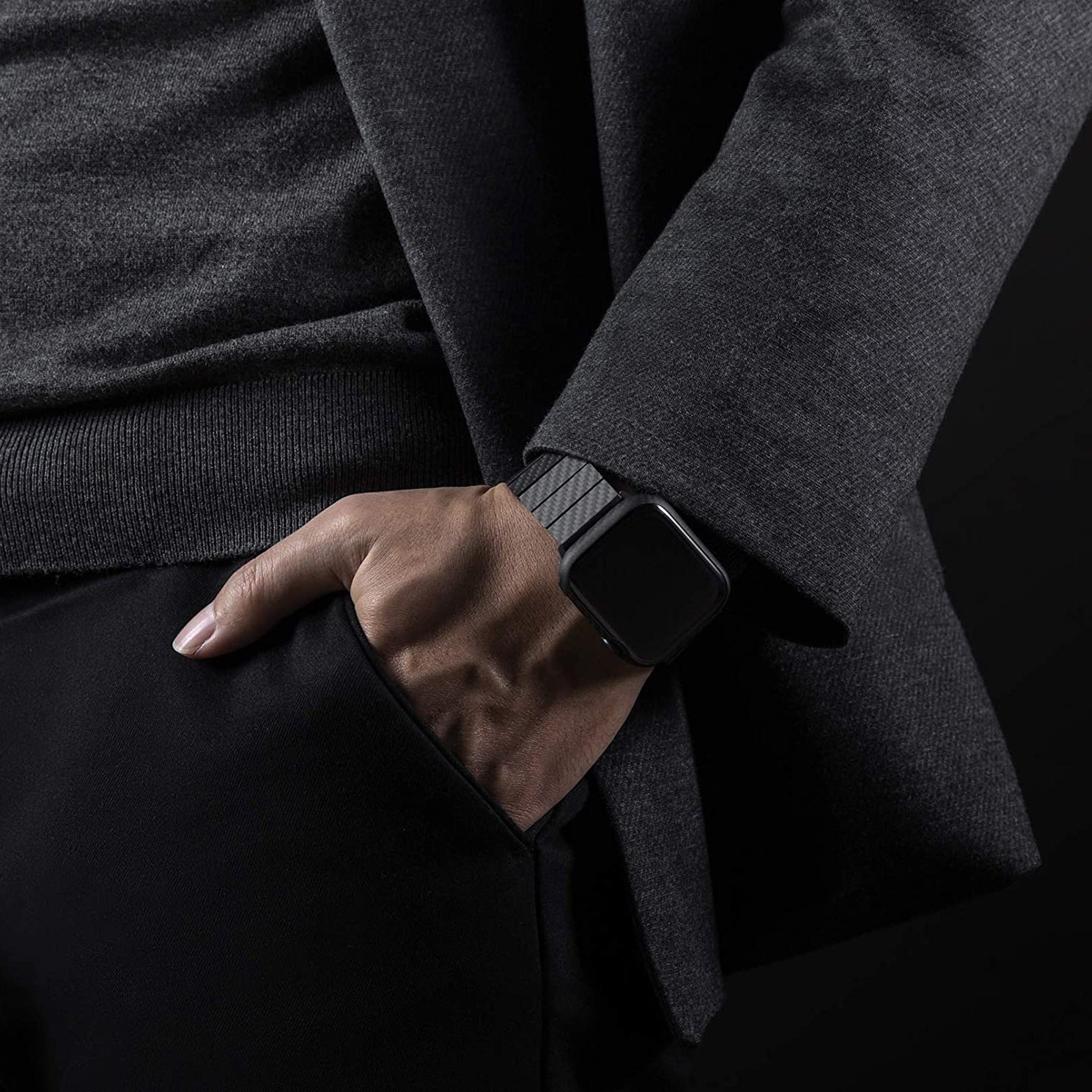 Karbonfiber Apple Watch-bånd + Slim Aramidfiber beskyttelsesdeksel