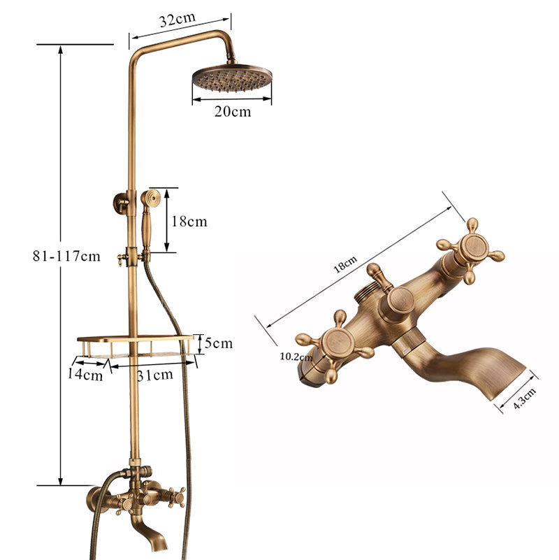 Retro Copper Shower Set with Brass Tap and Practical Showers