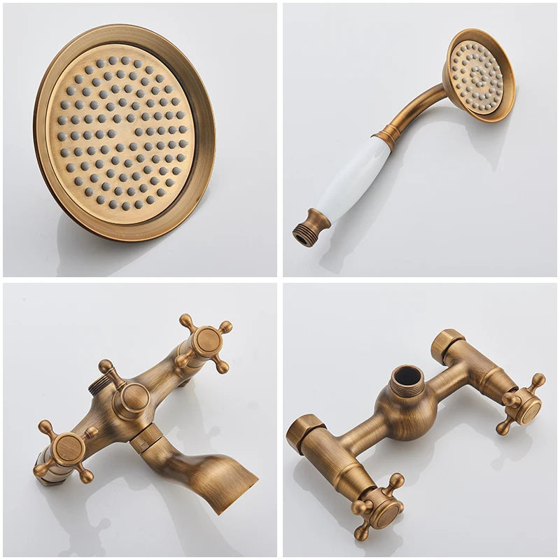 Classic Antique Brass in-wall Bathroom Outdoor Shower System