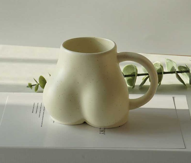 Encantadora taza de cerámica minimalista con trasero regordete - Taza de café caprichosa