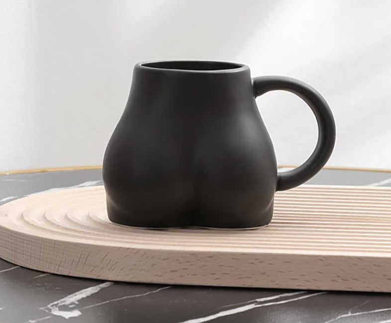 Encantadora taza de cerámica minimalista con trasero regordete - Taza de café caprichosa