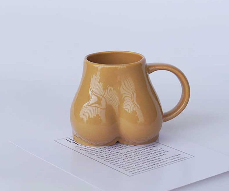 Encantadora taza de cerámica minimalista con trasero regordete - Taza de café caprichosa