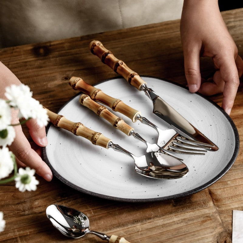 Natural Amber Bamboo Cutlery Set