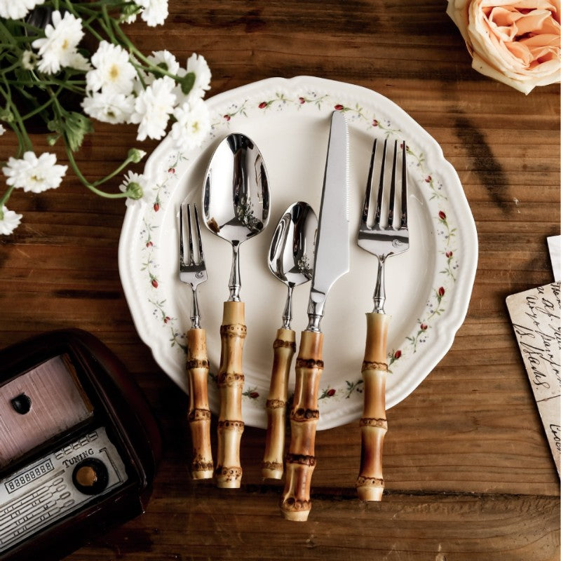 Natural Amber Bamboo Cutlery Set