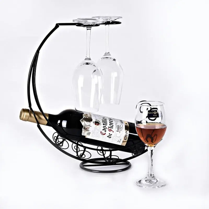 Soporte de Botellas de Vino y Copas de Metal Colgante