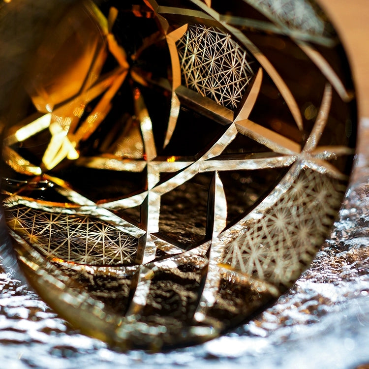 Verre à whisky Crane Lightning fabriqué à la main par Edo Kiriko avec boîte en bois