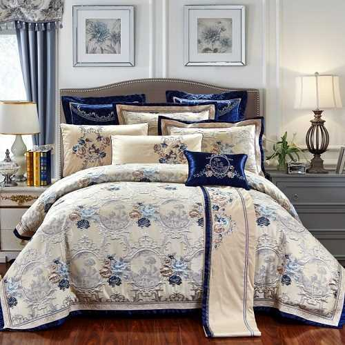 Conjunto de Roupa de Cama Jacquard Oriental de Luxo