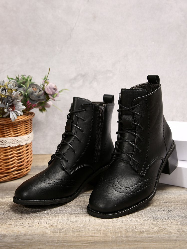 Selena Retro Lace-Up Ankle Boots