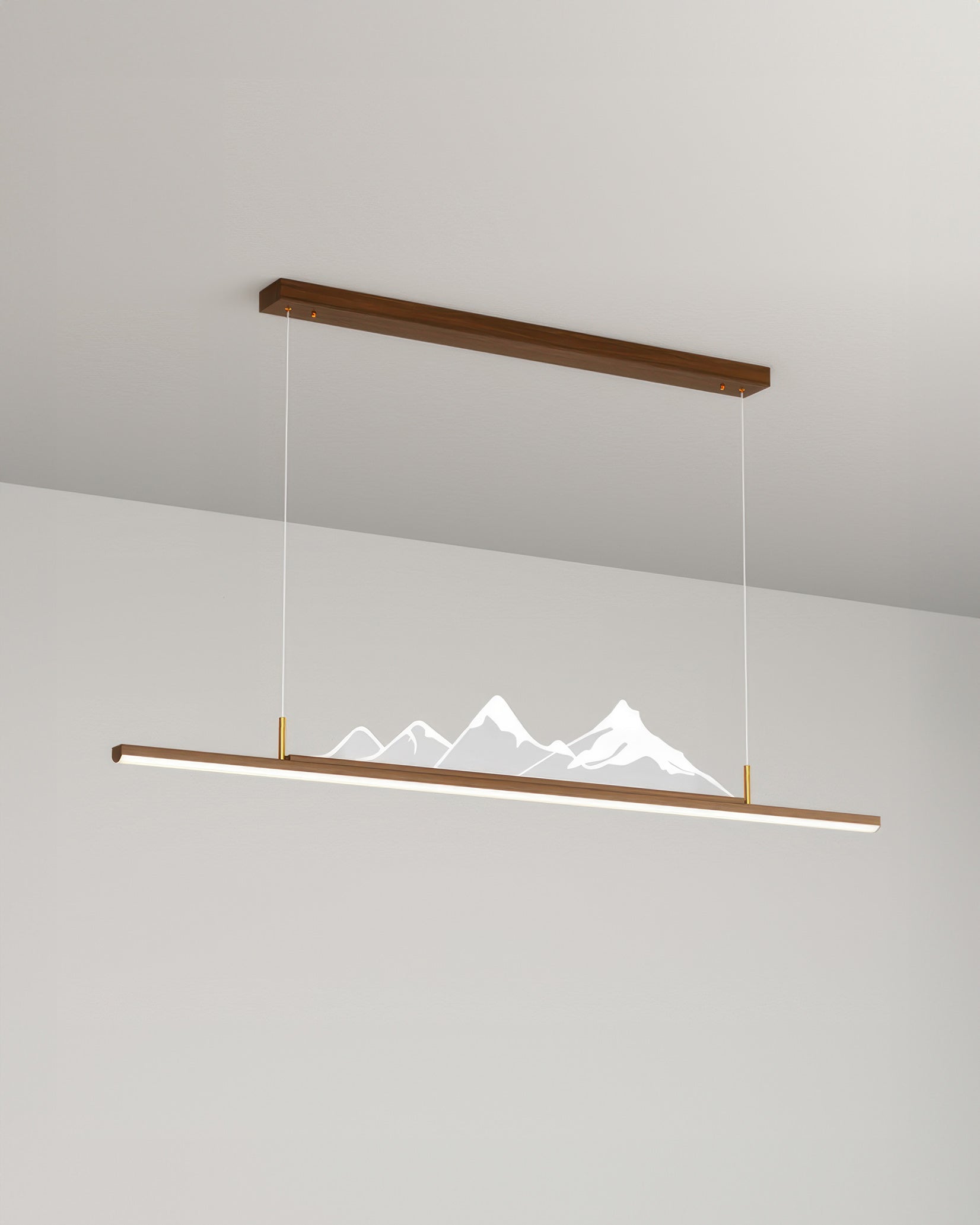 Pendant light with long wood grain Japanese Zen