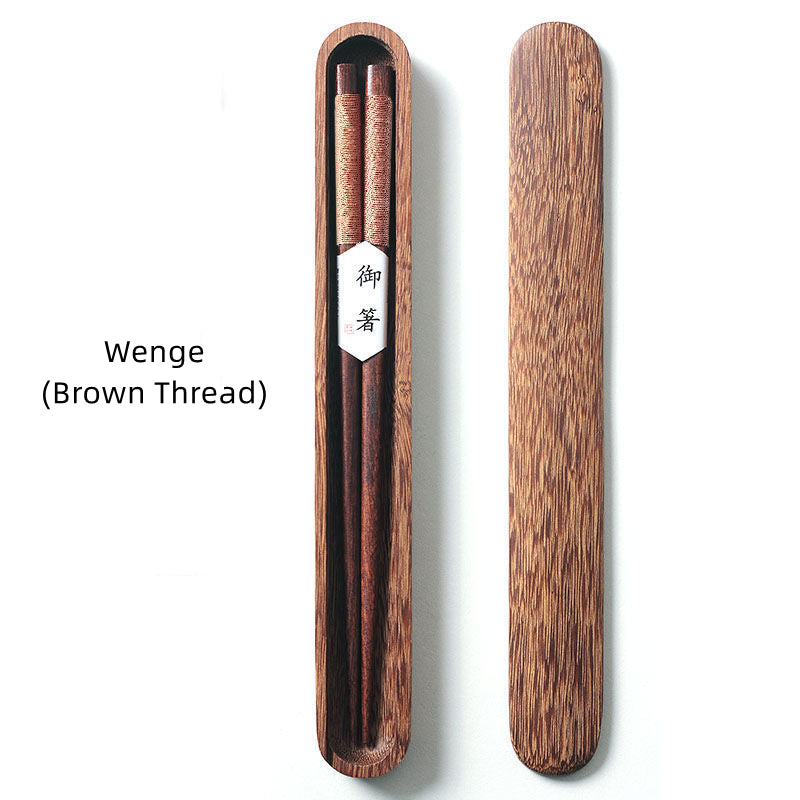 MASU Black Walnut Chopsticks with Decorative Thread in Wooden Box