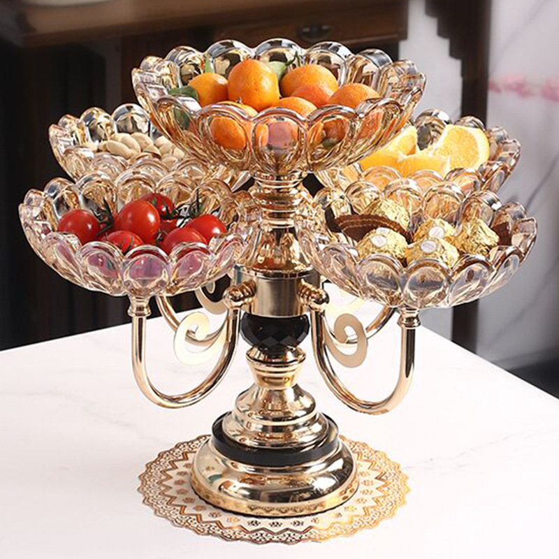 Multilayer Rotatable Glass Fruit Basket