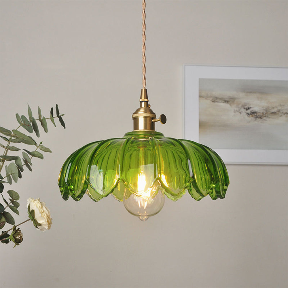 Vintage glasert blomster hengende lampe