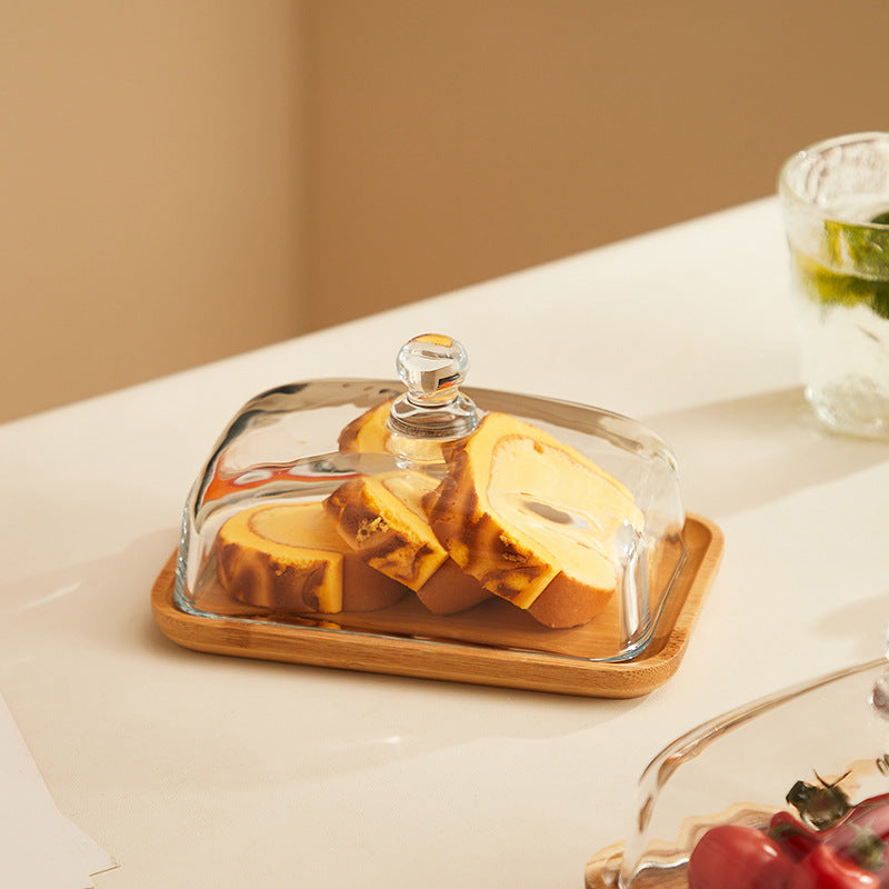 Wood & Glass Butter Dish