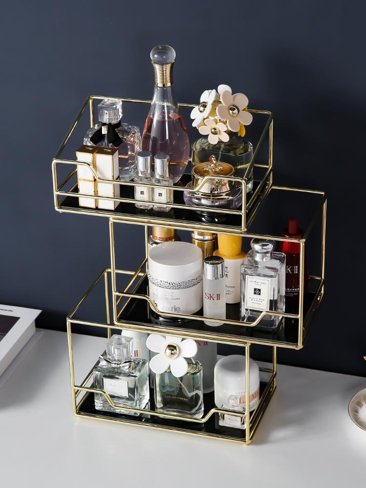 Vanity Tray - Organizador decorativo moderno de cerámica y hierro para tocadores y encimeras