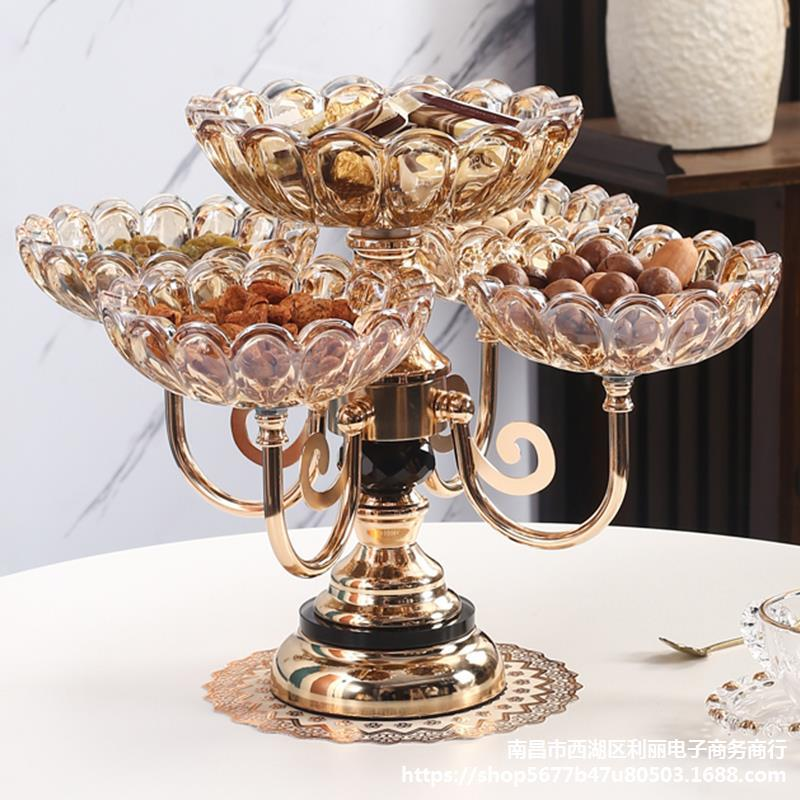 Multilayer Rotatable Glass Fruit Basket