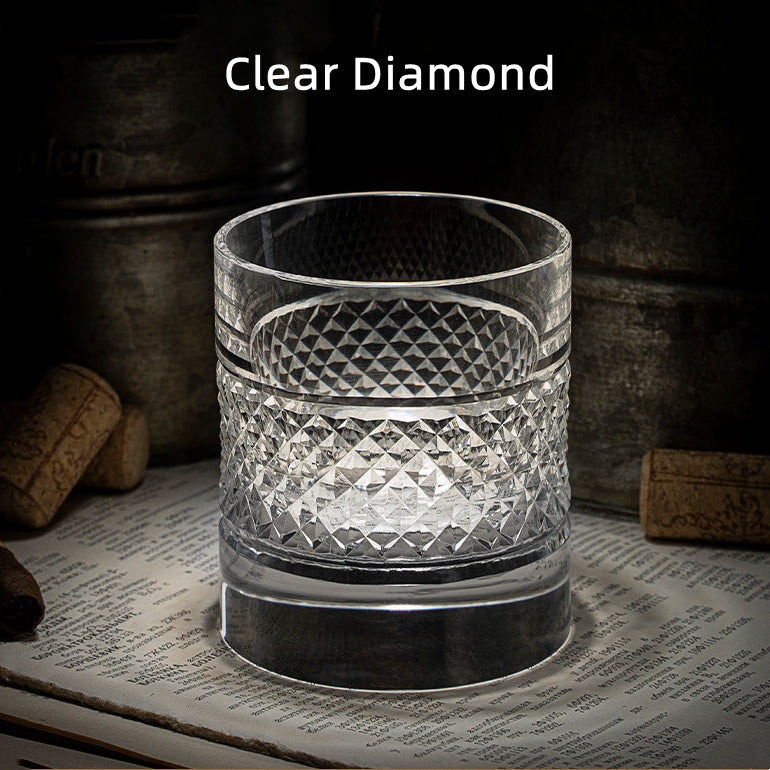 Verres à whisky multicolores Edo Kiriko Diamond avec boîte en bois