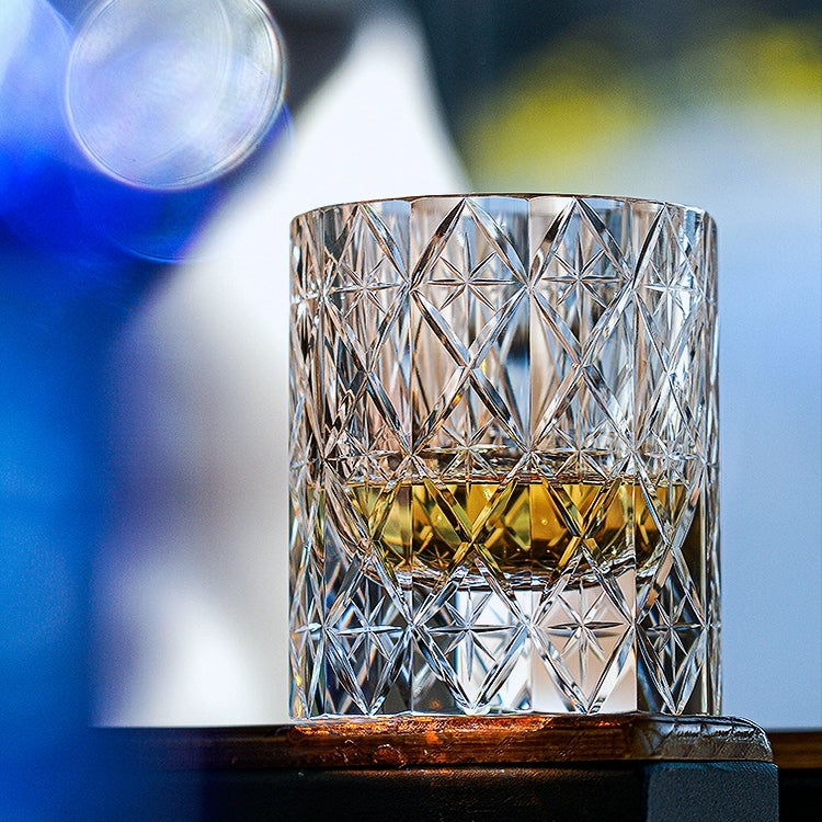 Verre à whisky céleste fabriqué à la main Edo Kiriko avec boîte en bois