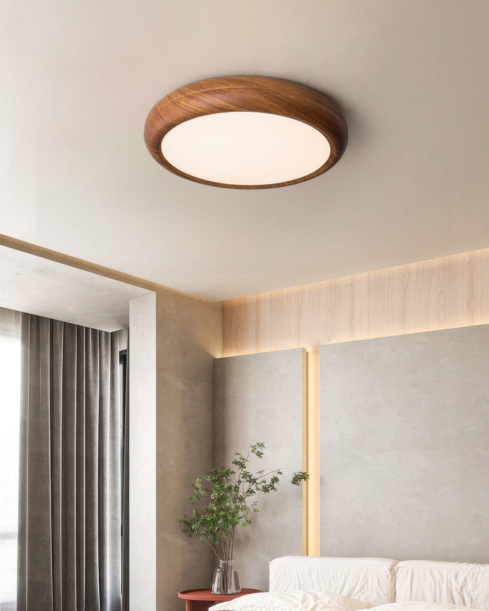 Walnut Color Modern Ceiling Lamp Light Full Spectrum