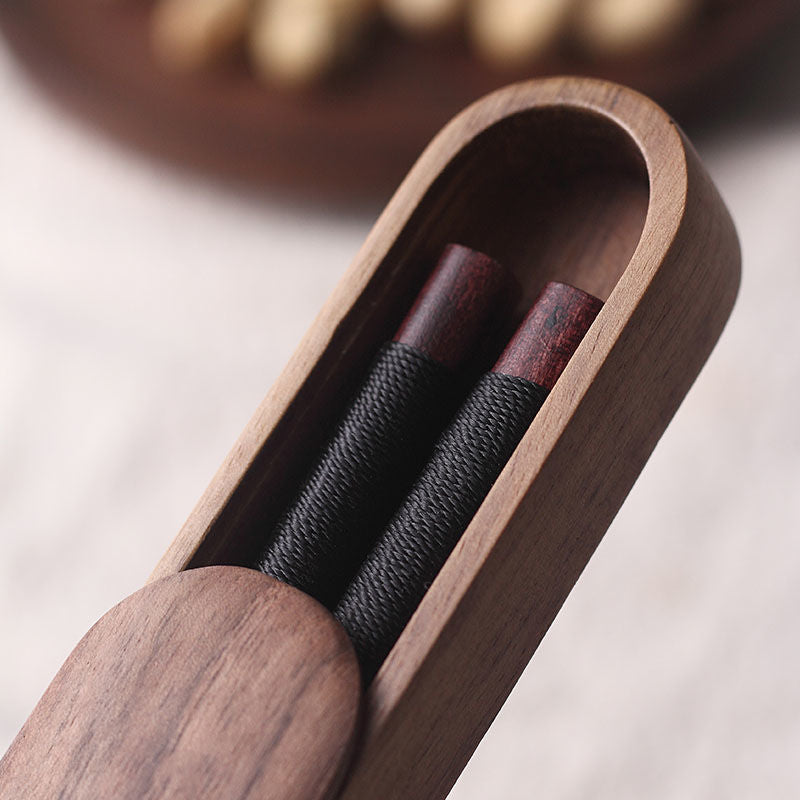 MASU Black Walnut Chopsticks with Decorative Thread in Wooden Box