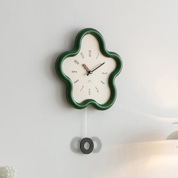 Reloj de péndulo floral 3D: movimiento silencioso, ecológico, perfecto para decoración de dormitorio