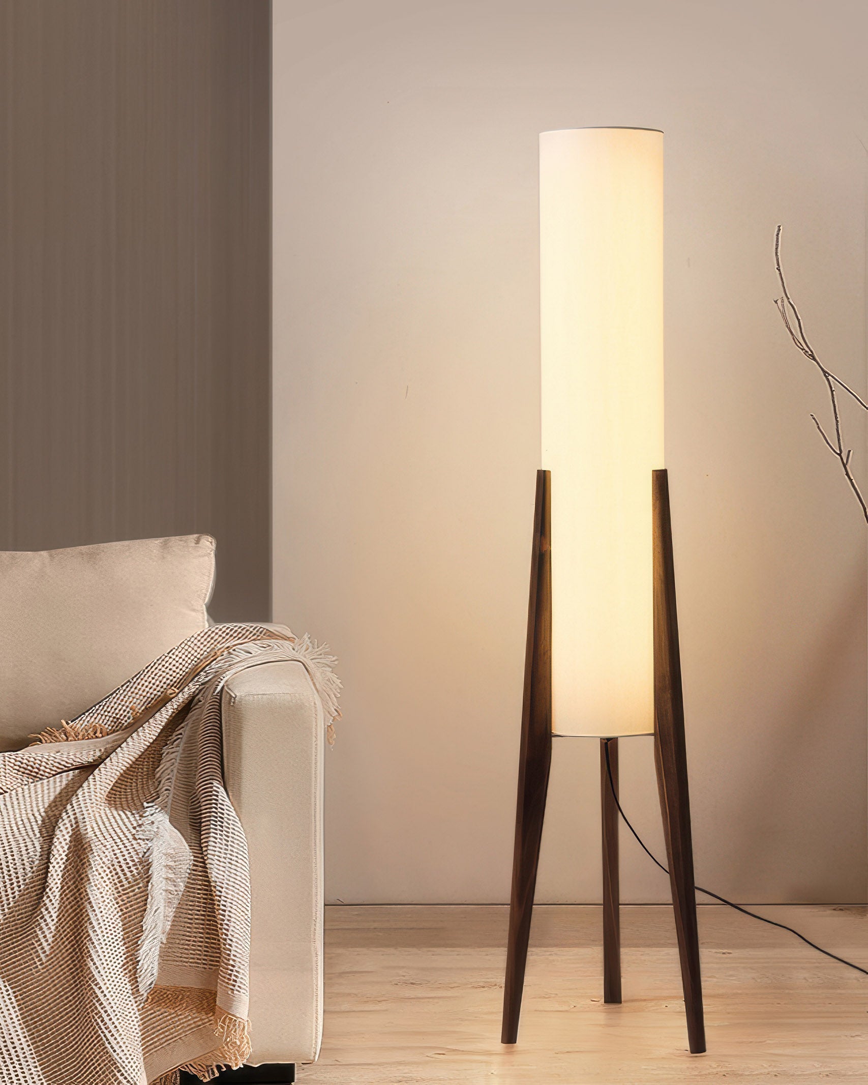 Valnøtt Gulvlampe Solid Wood Art Lamp