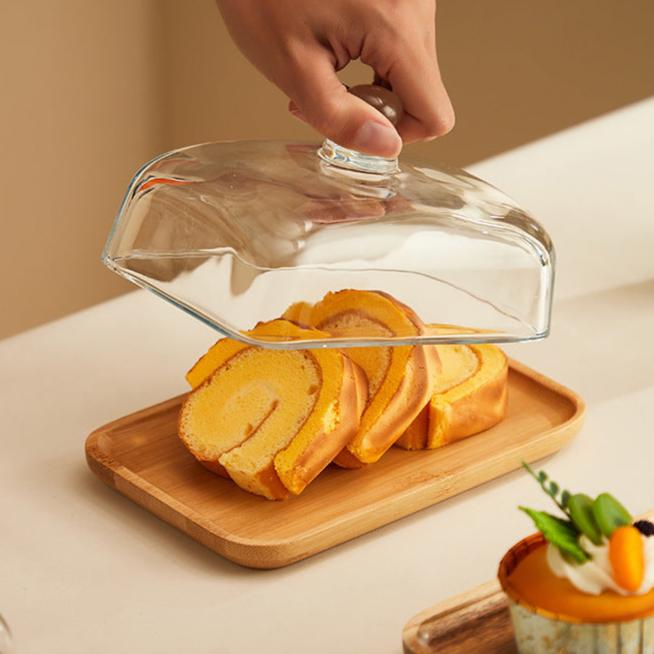 Wood & Glass Butter Dish