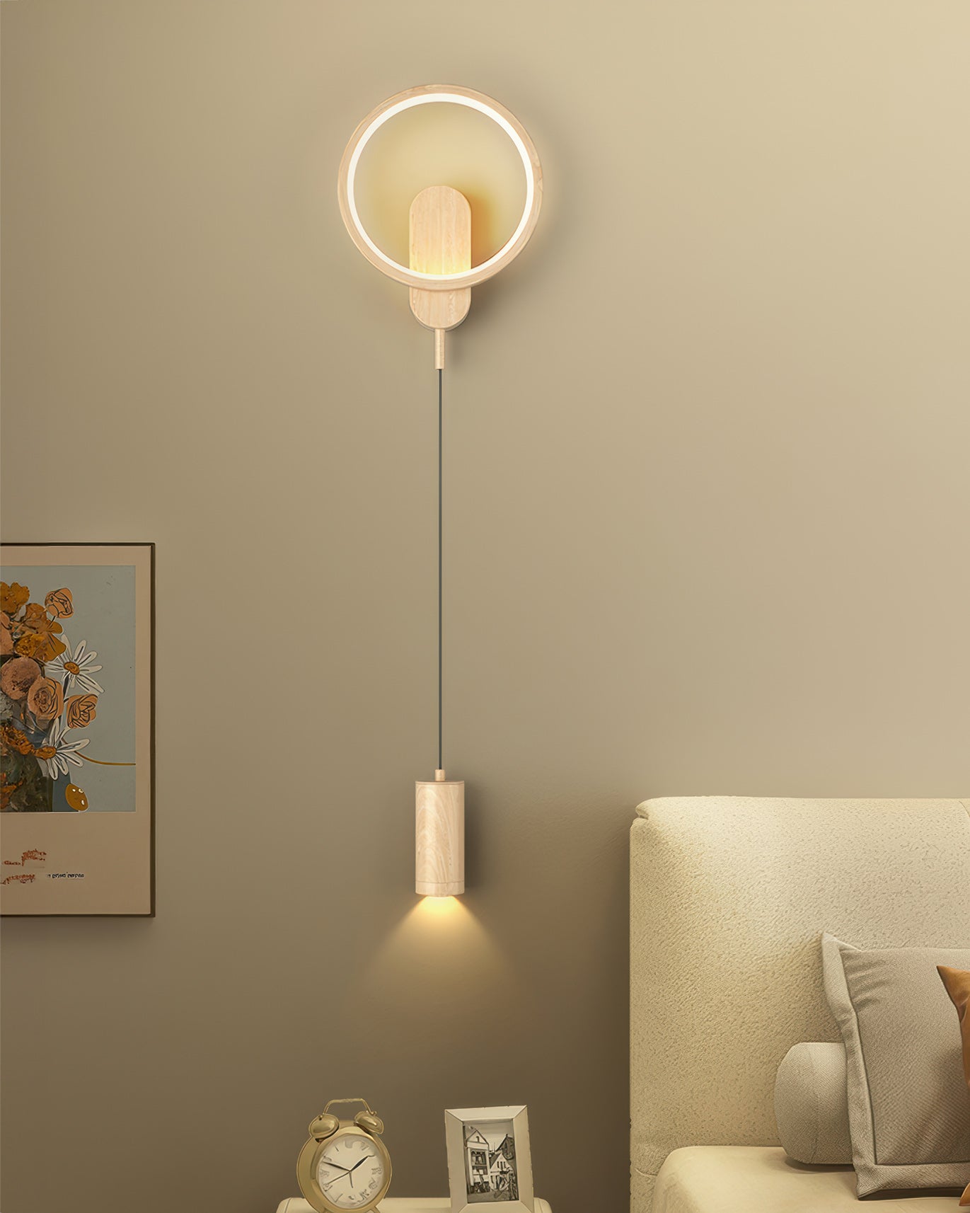 Lampa de perete elegantă cu aspect de lemn nordic