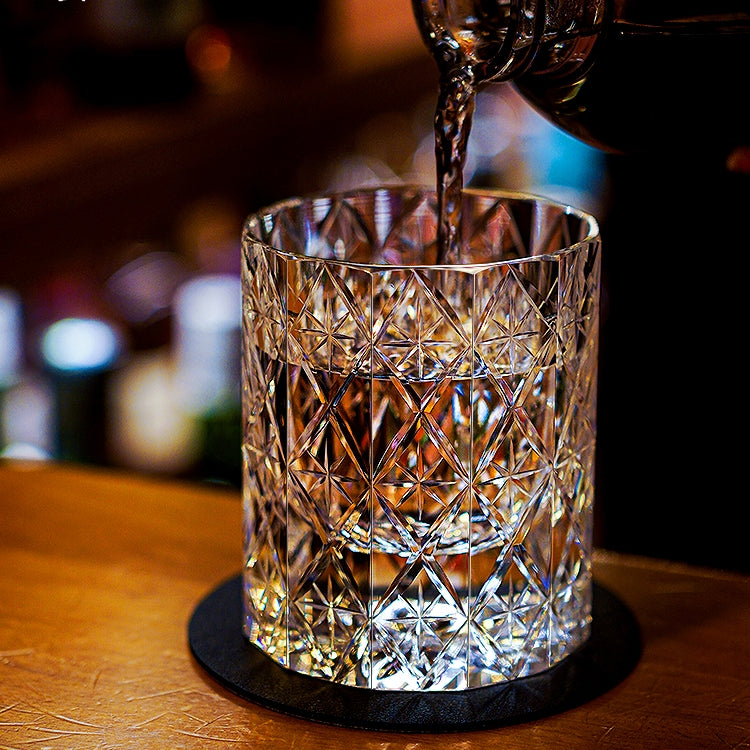 Verre à whisky céleste fabriqué à la main Edo Kiriko avec boîte en bois