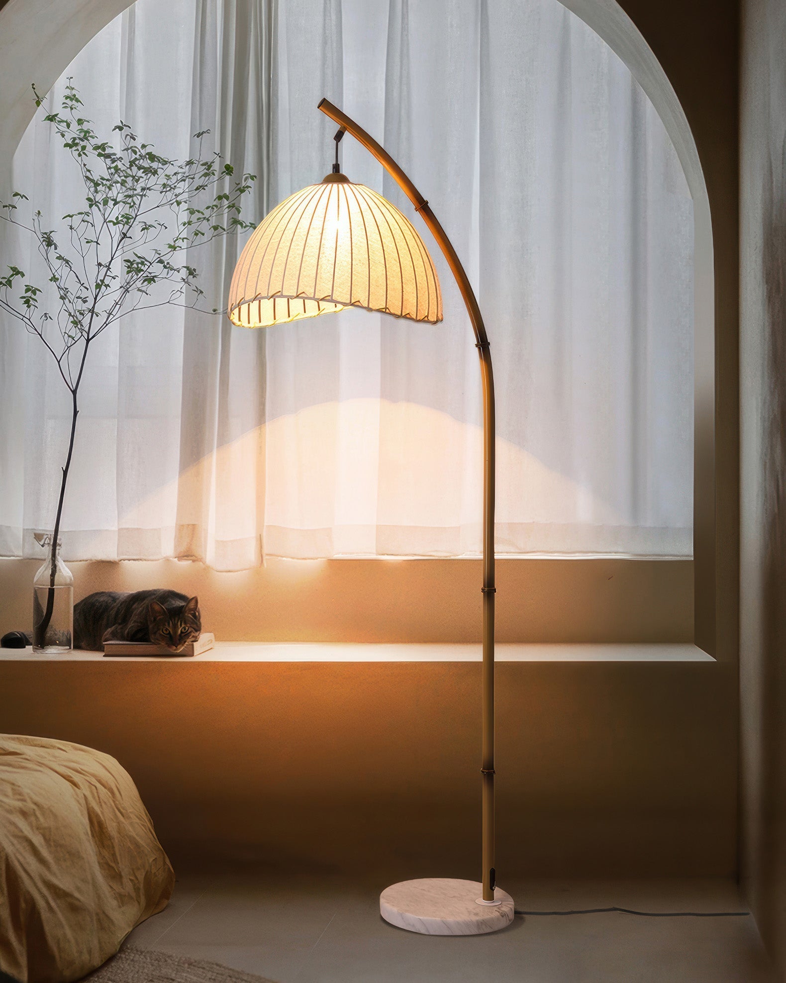 Kulturell Zen Bamboo Gulvlampe belysning