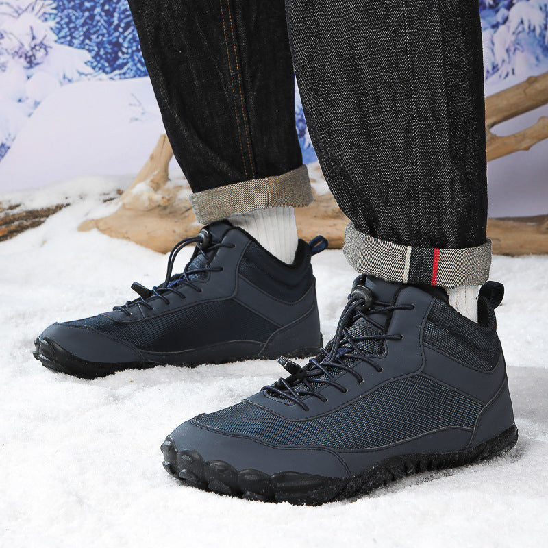 Stivali da neve autunnali e invernali Scarpe casual alte e traspiranti calde Scarpe invernali a piedi nudi antiscivolo e impermeabili (unisex)