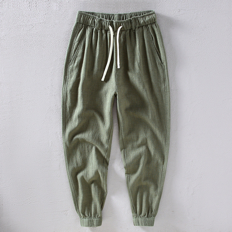 Olive green linen trousers - Tom