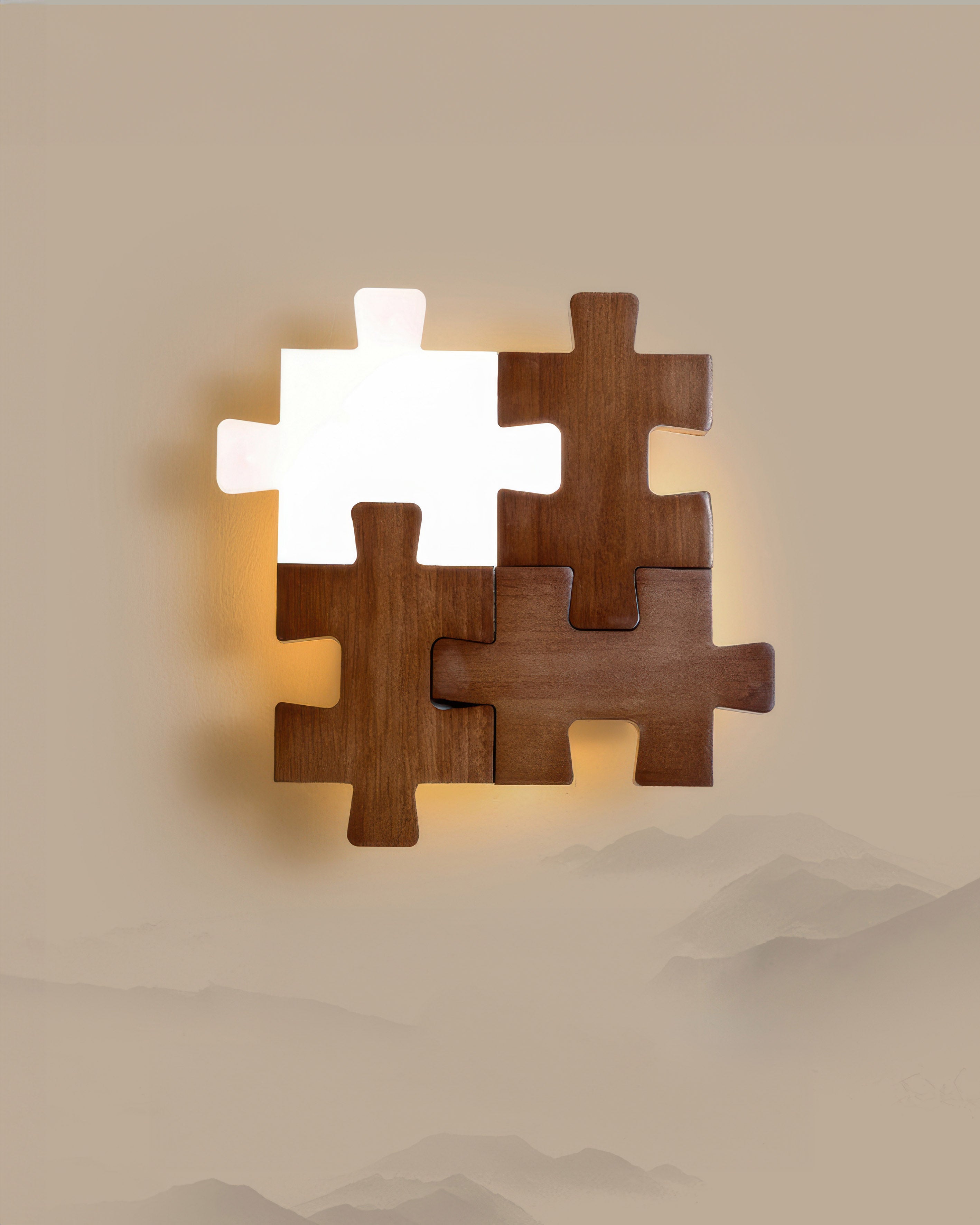 Nordic Wood Puzzles Light LED Fali Lámpa