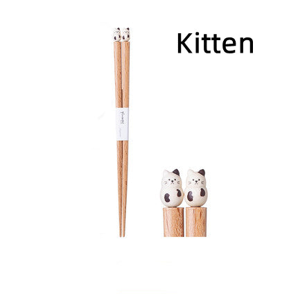 Japanese Handcrafted Pet Sculpture Wooden Children's Chopsticks