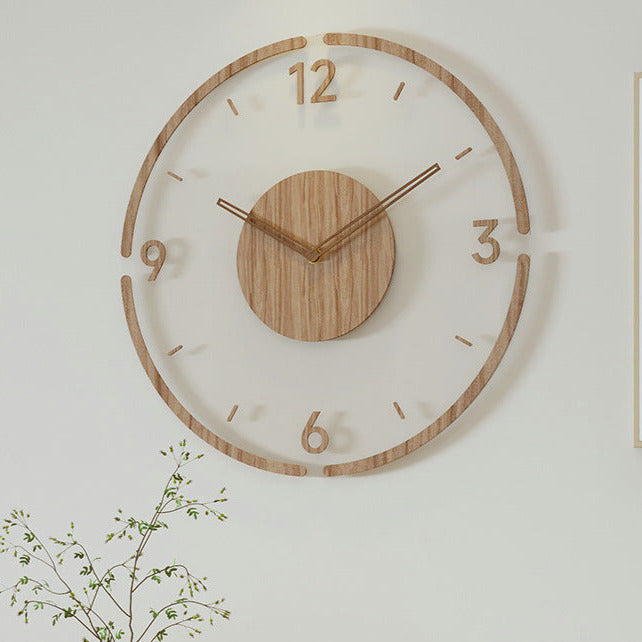 Horloge murale silencieuse nordique en bois véritable, 35 cm