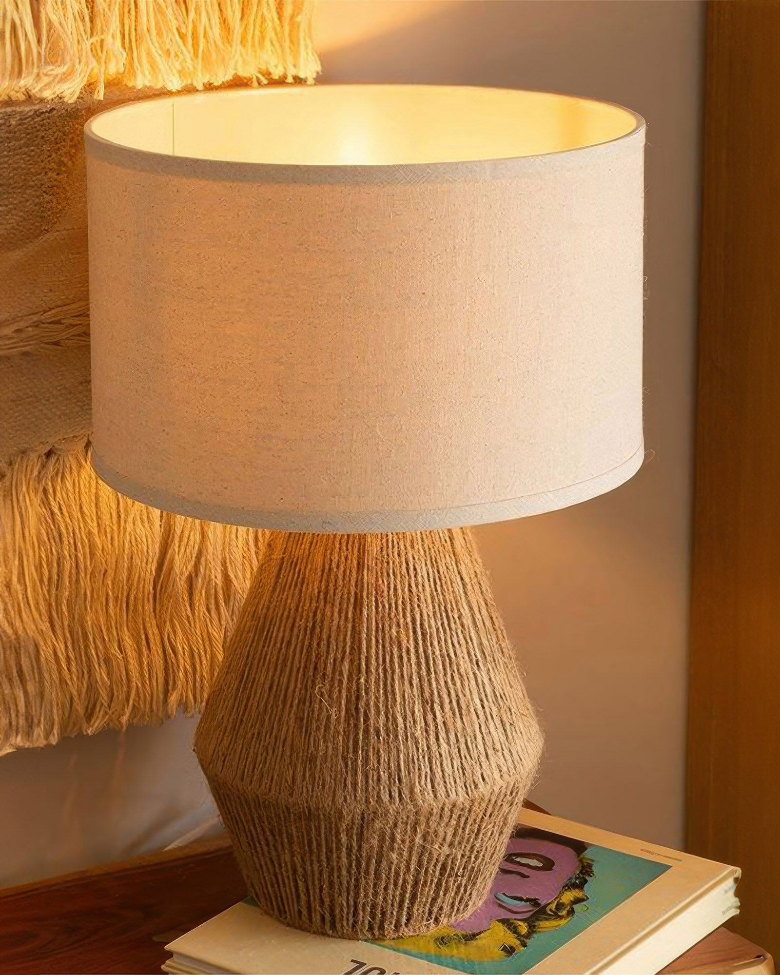 Lampe de bureau en chanvre tissé à la main