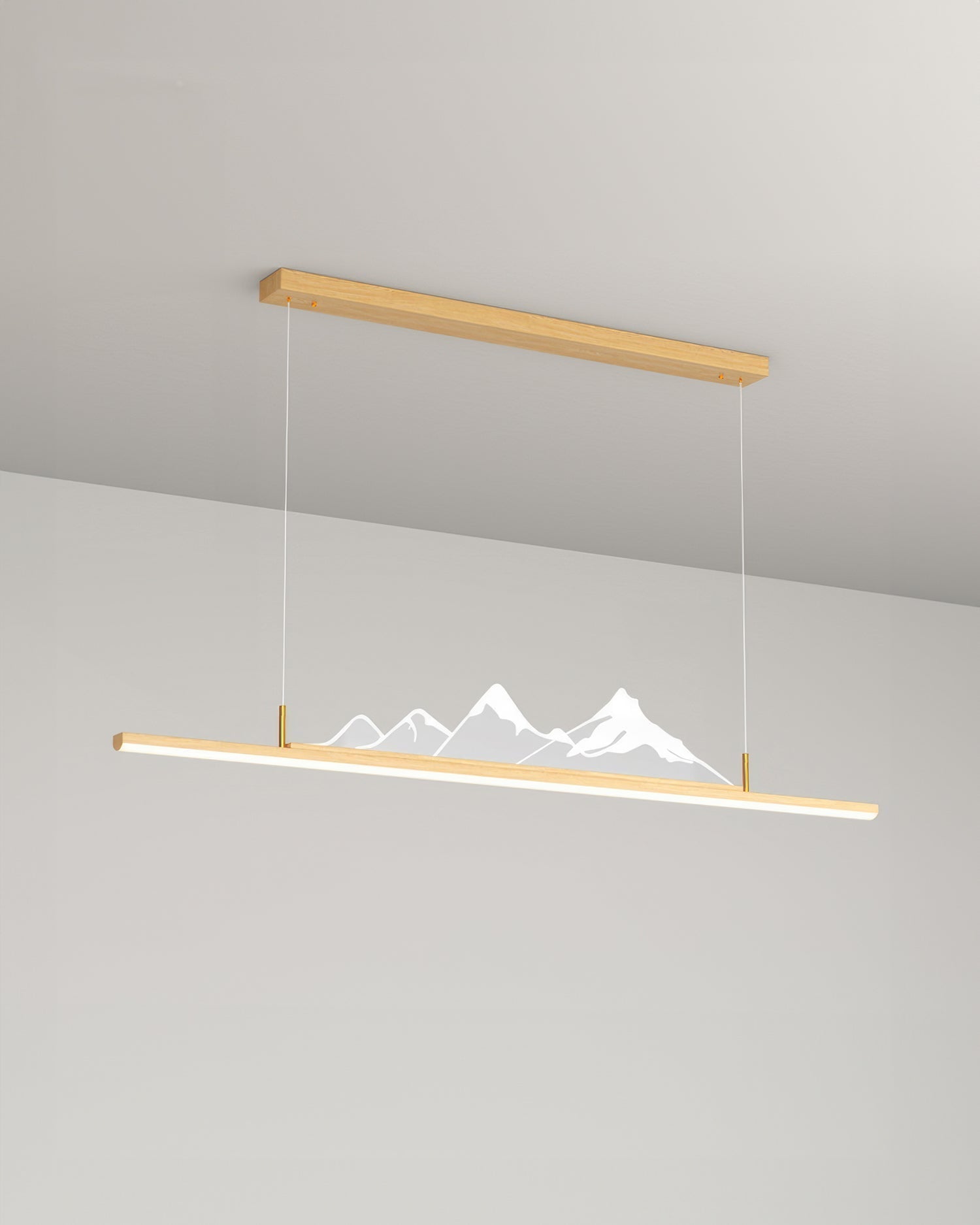 Pendant light with long wood grain Japanese Zen