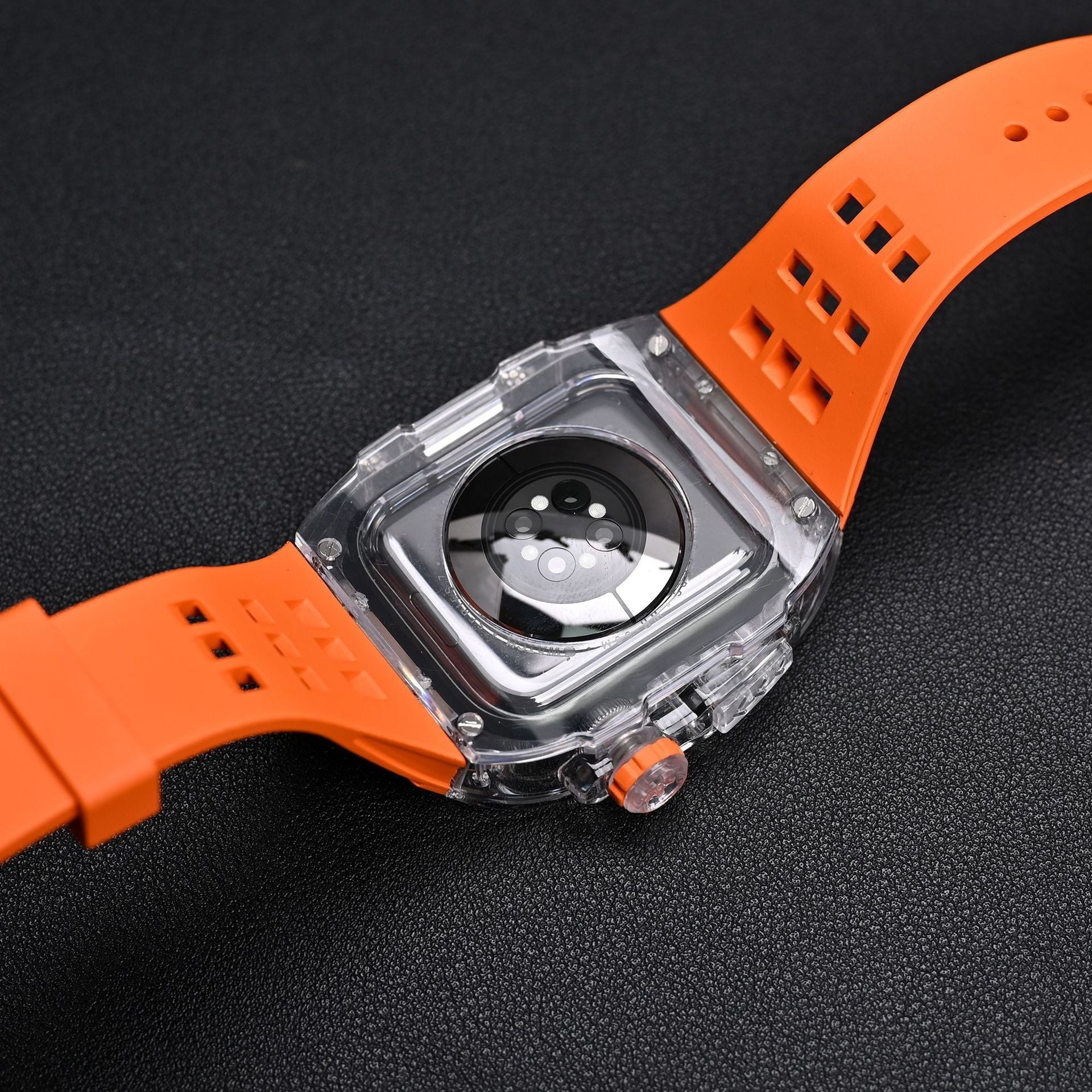 RM V30 Glacier Series Fluororubber Band Átlátszó Tok Utólagos Készlet Apple Watch-hoz