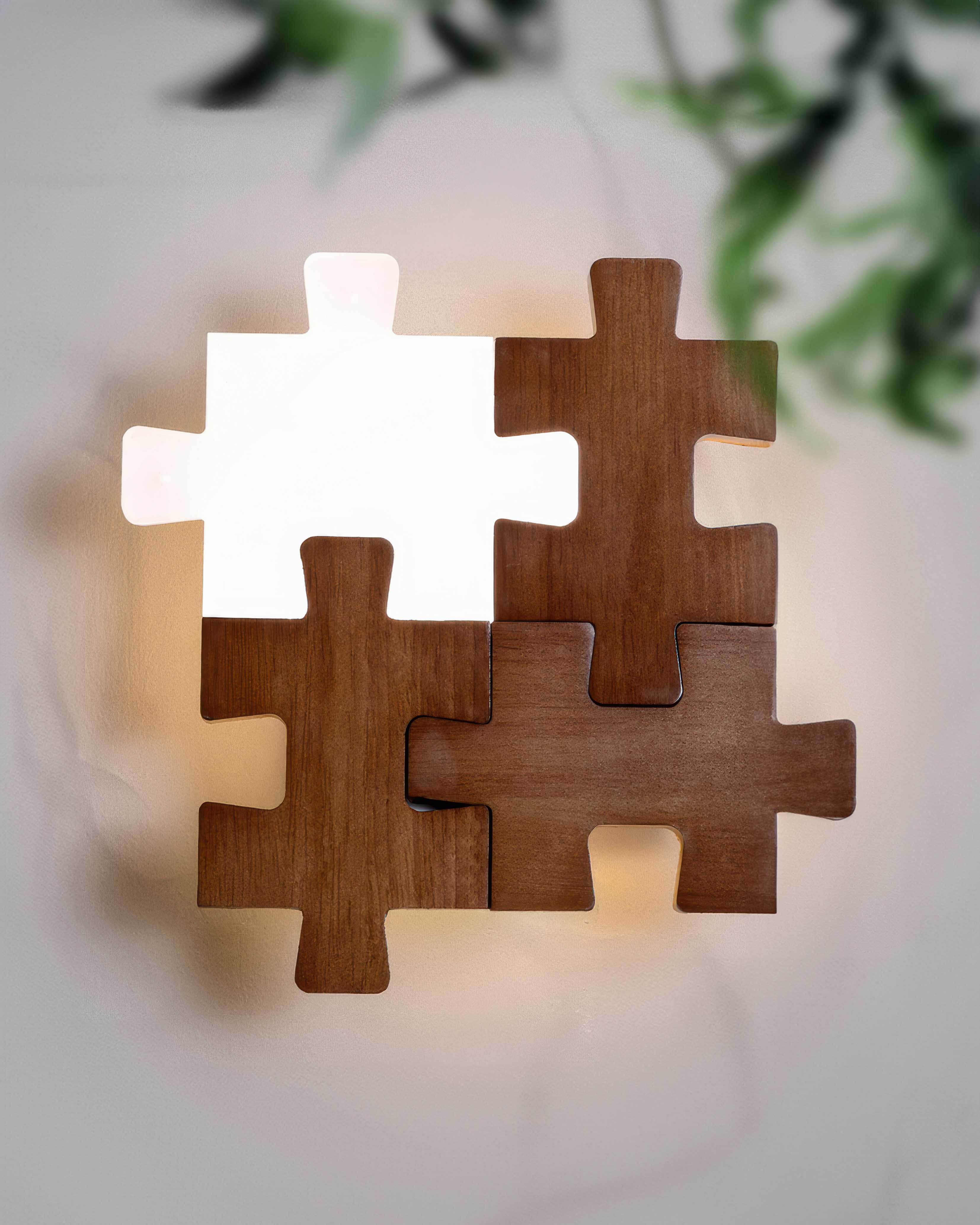 Nordic Wood Puzzles Light LED Fali Lámpa