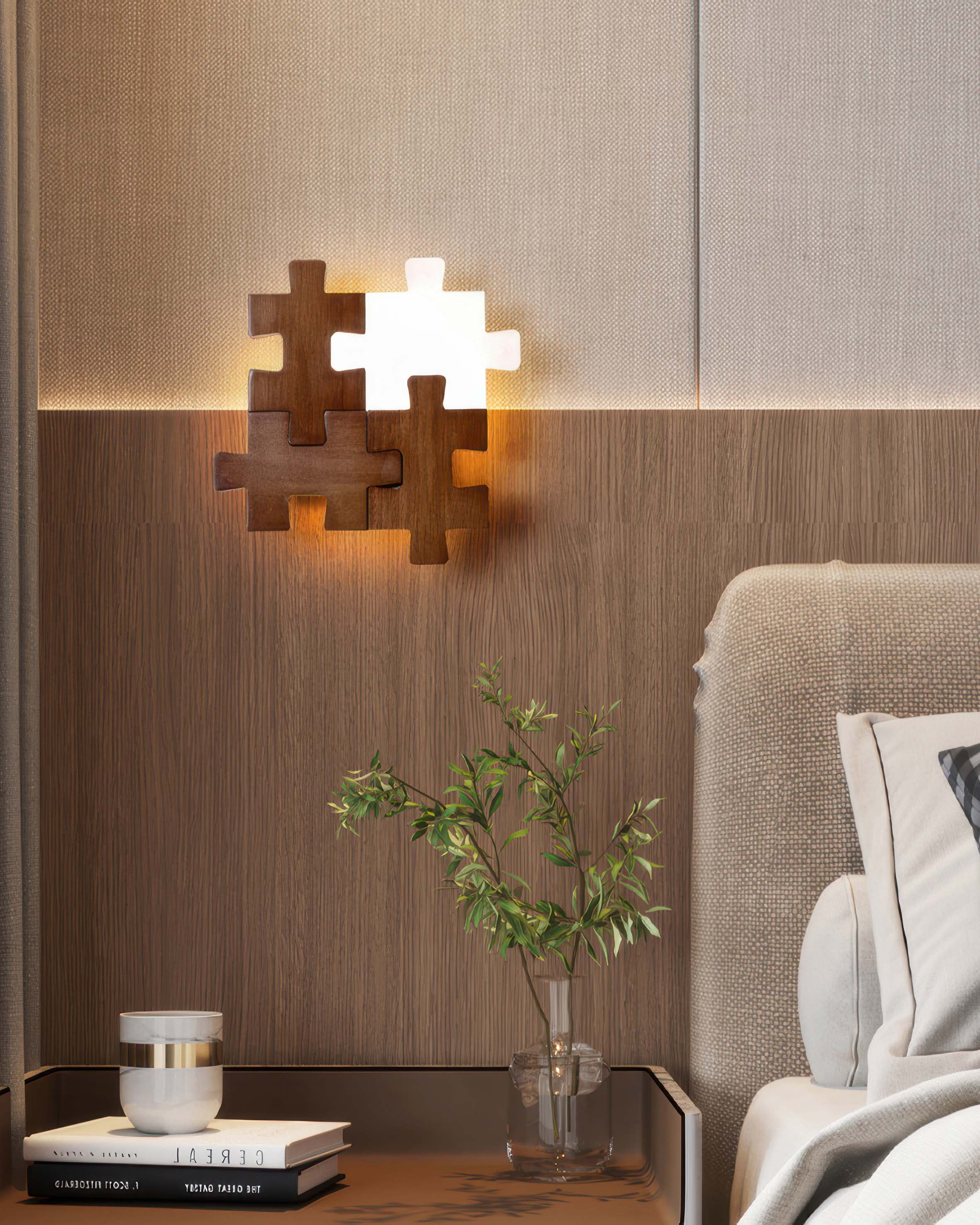 Nordic Wood Puzzles Light LED Wall Sconce Lamp