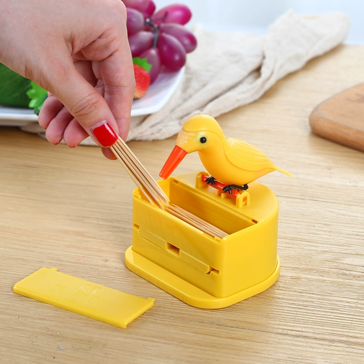 Dispensador de palillos de dientes con forma de pájaro