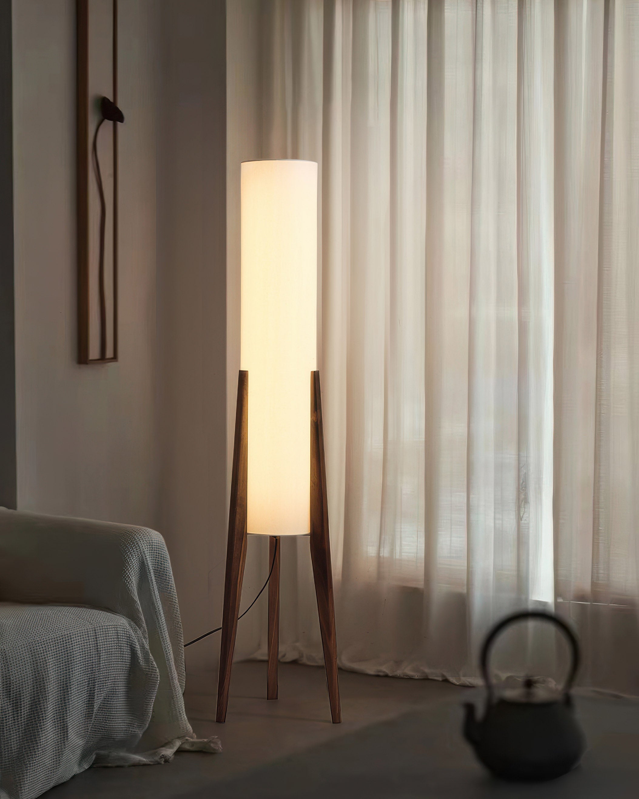 Valnøtt Gulvlampe Solid Wood Art Lamp