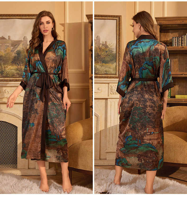 Accappatoio kimono floreale azzurro