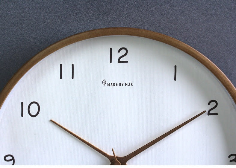 Simple Solid Wood Analogue Wall Clock for Home